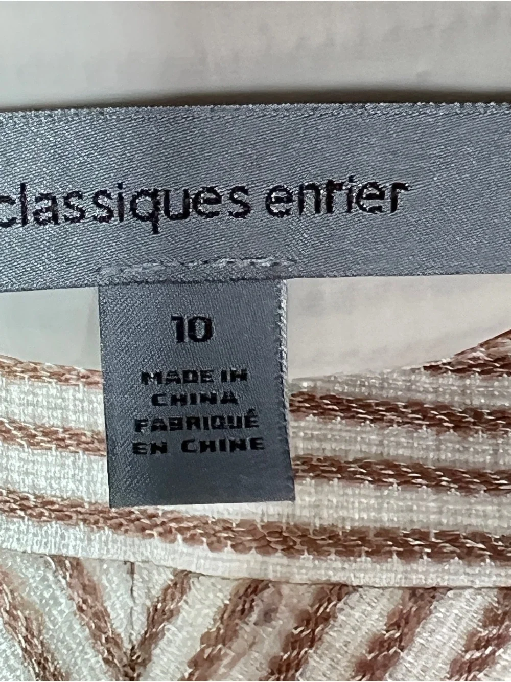 Classiques Entier tan and cream straight A line skirt size 10B95